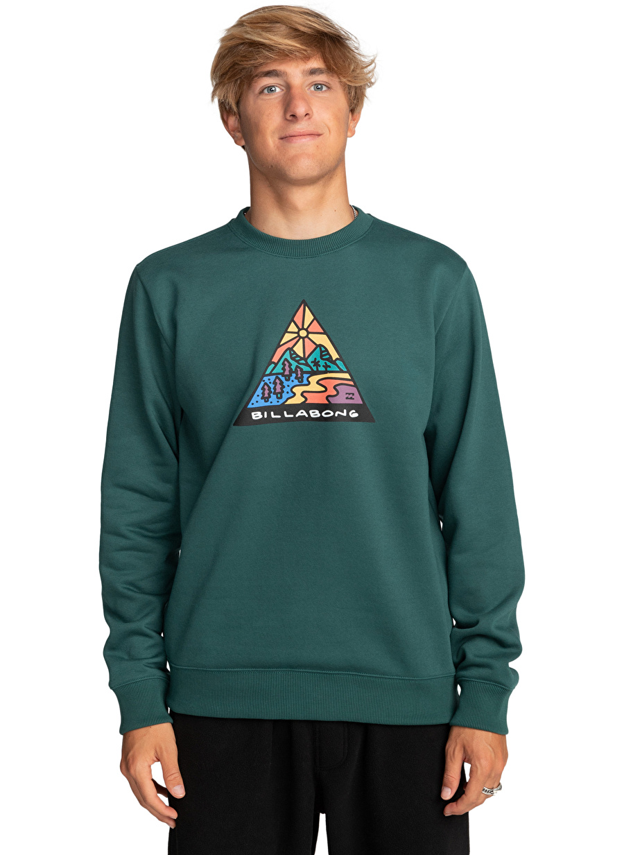 Billabong Yeşil Erkek Kapüşon Yaka Sweatshirt EBYSF00125 Shine Cr