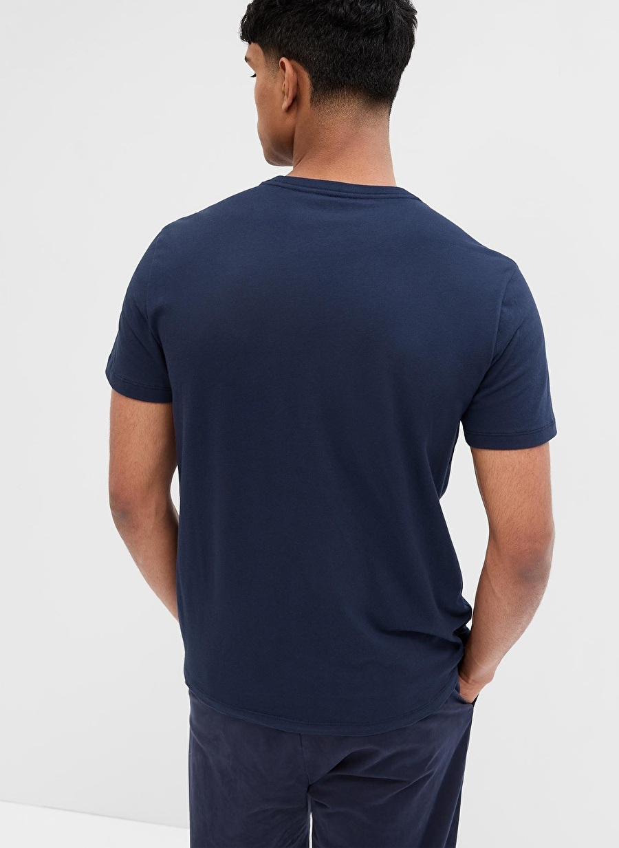 Gap Bisiklet Yaka Nakışlı Lacivert Erkek T-Shirt 753766