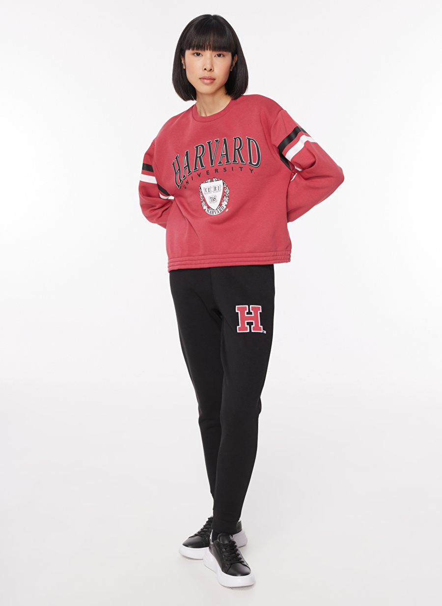 Never Say Never Kadın Kırmızı Bisiklet Yaka Oversize Düz HARVARD Sweatshirt