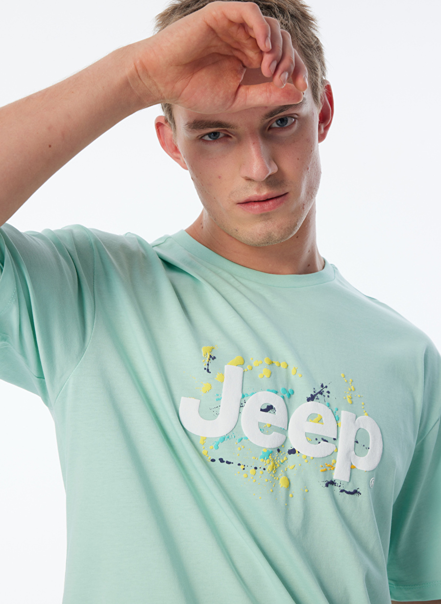 Jeep Mint Erkek Bisiklet Yaka Loose Fit Baskılı T-Shirt C4SM-TST4540