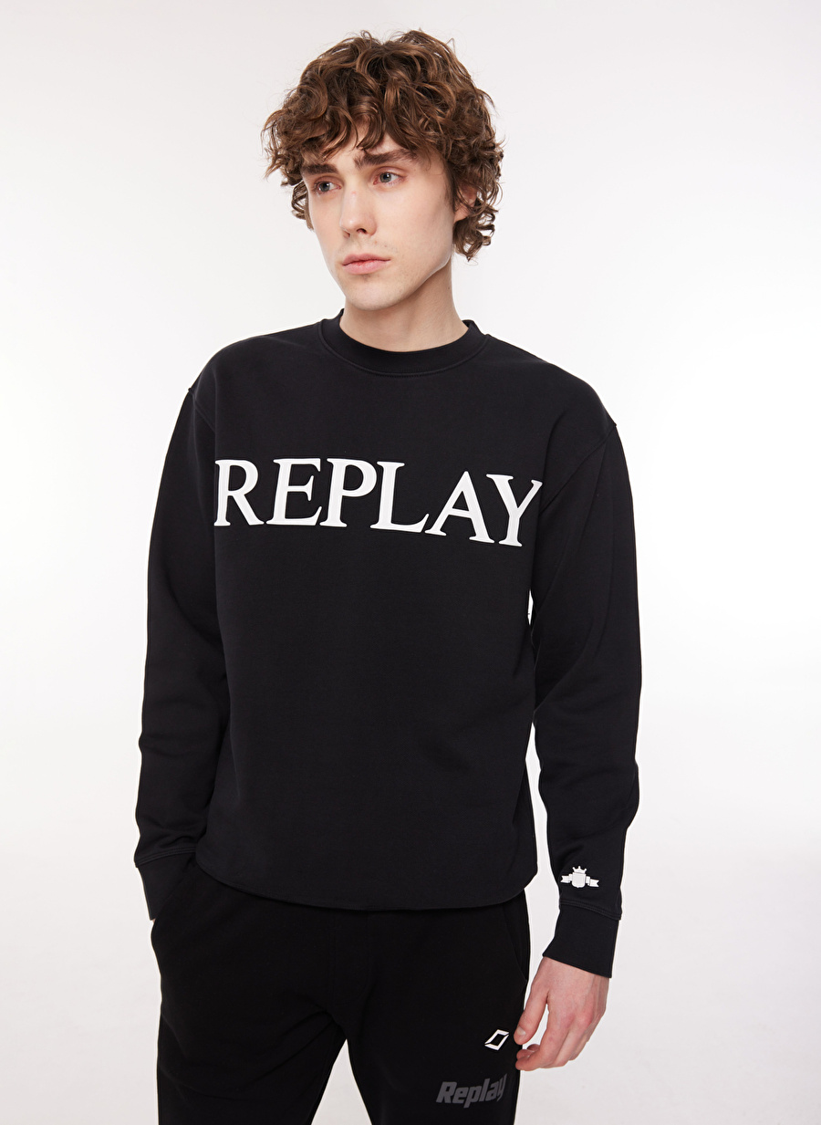 Replay Bisiklet Yaka Siyah Erkek Sweatshırt M6527 098 BLACK