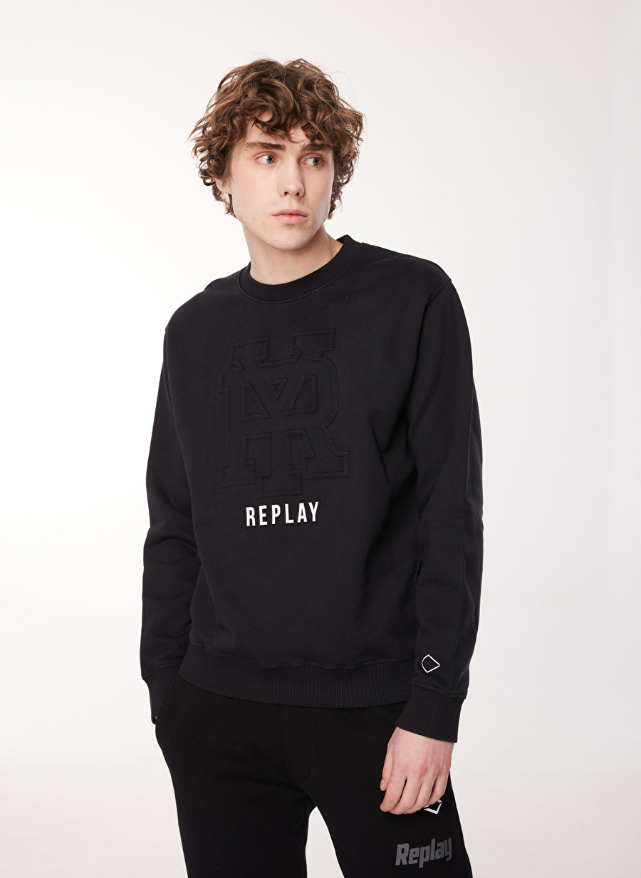 Replay Bisiklet Yaka Siyah Erkek Sweatshırt M6716 098 BLACK