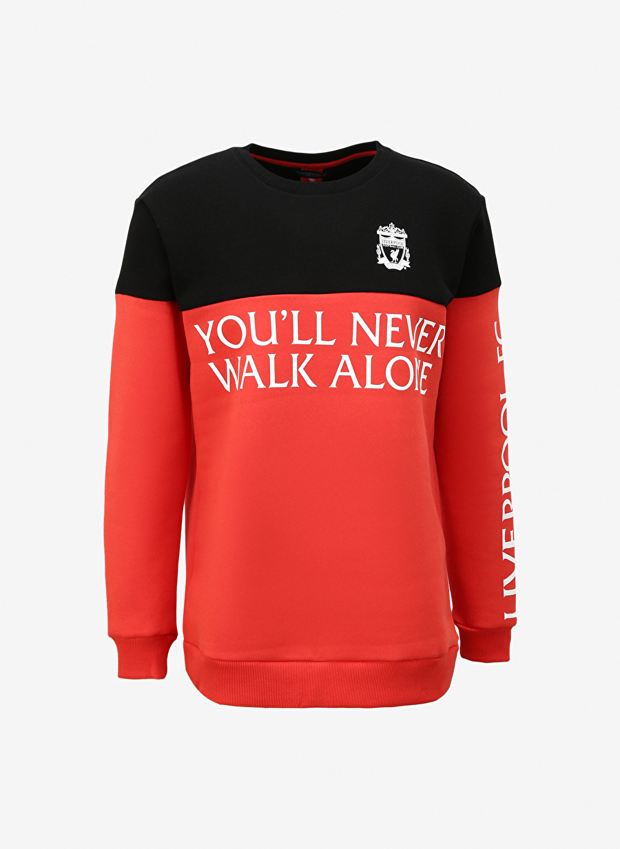 Never Say Never Erkek Kırmızı Bisiklet Yaka Oversize Düz LIVERPOOL Sweatshirt BYL3772