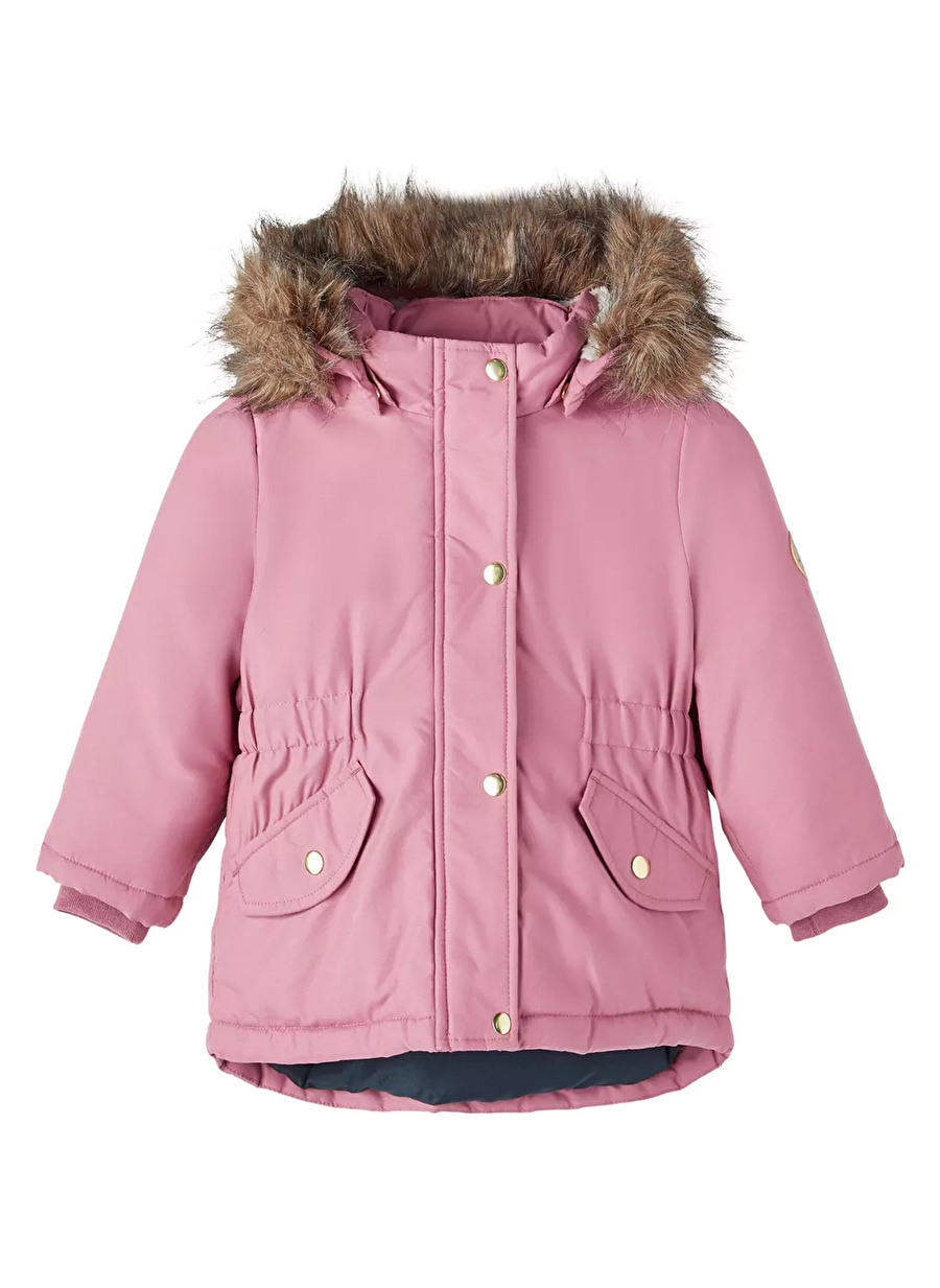 Name İt Pembe Kız Bebek Kapüşonlu Normal Bel Kürklü Mont NMFMARLIN PARKA JACKET  PB