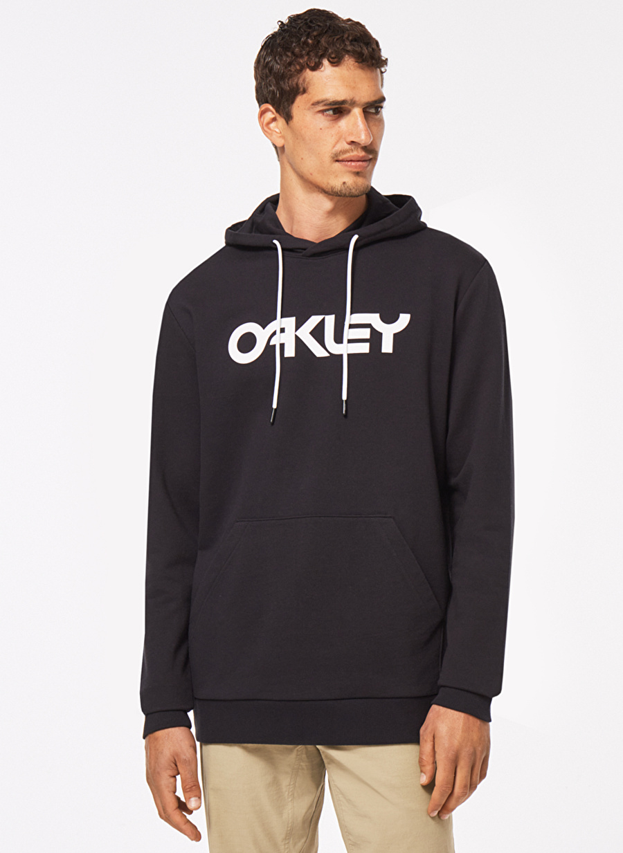 Oakley Siyah - Beyaz Erkek Kapüşonlu Baskılı Sweatshirt FOA402599 B1B PO HOODIE 2.0