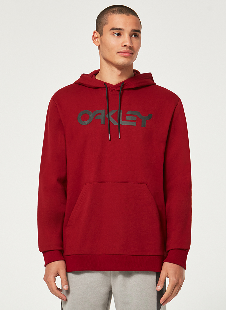 Oakley Siyah - Kırmızı Erkek Kapüşonlu Baskılı Sweatshirt FOA402599 B1B PO HOODIE 2.0