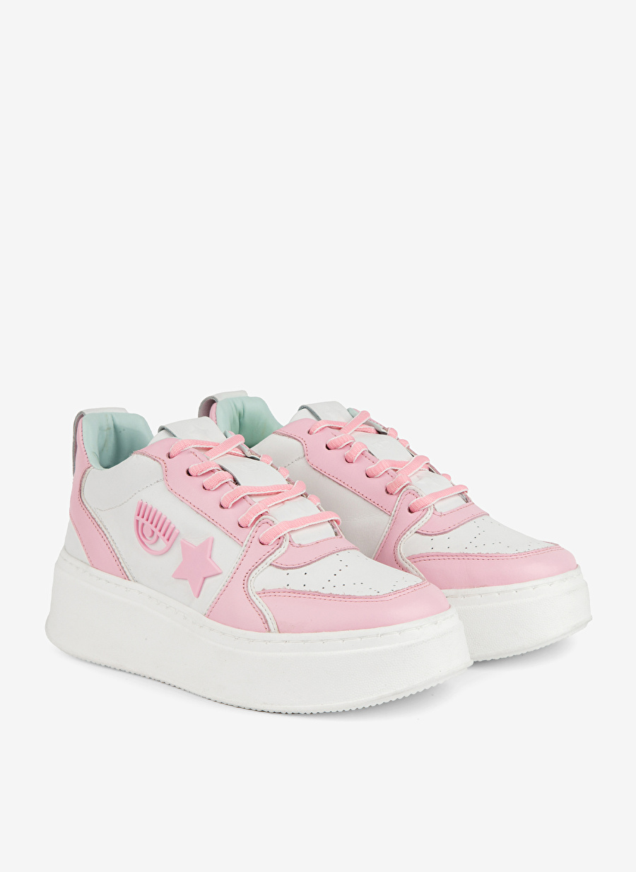 Chiara Ferragni Beyaz - Pembe Kadın Deri Sneaker CF3217_072