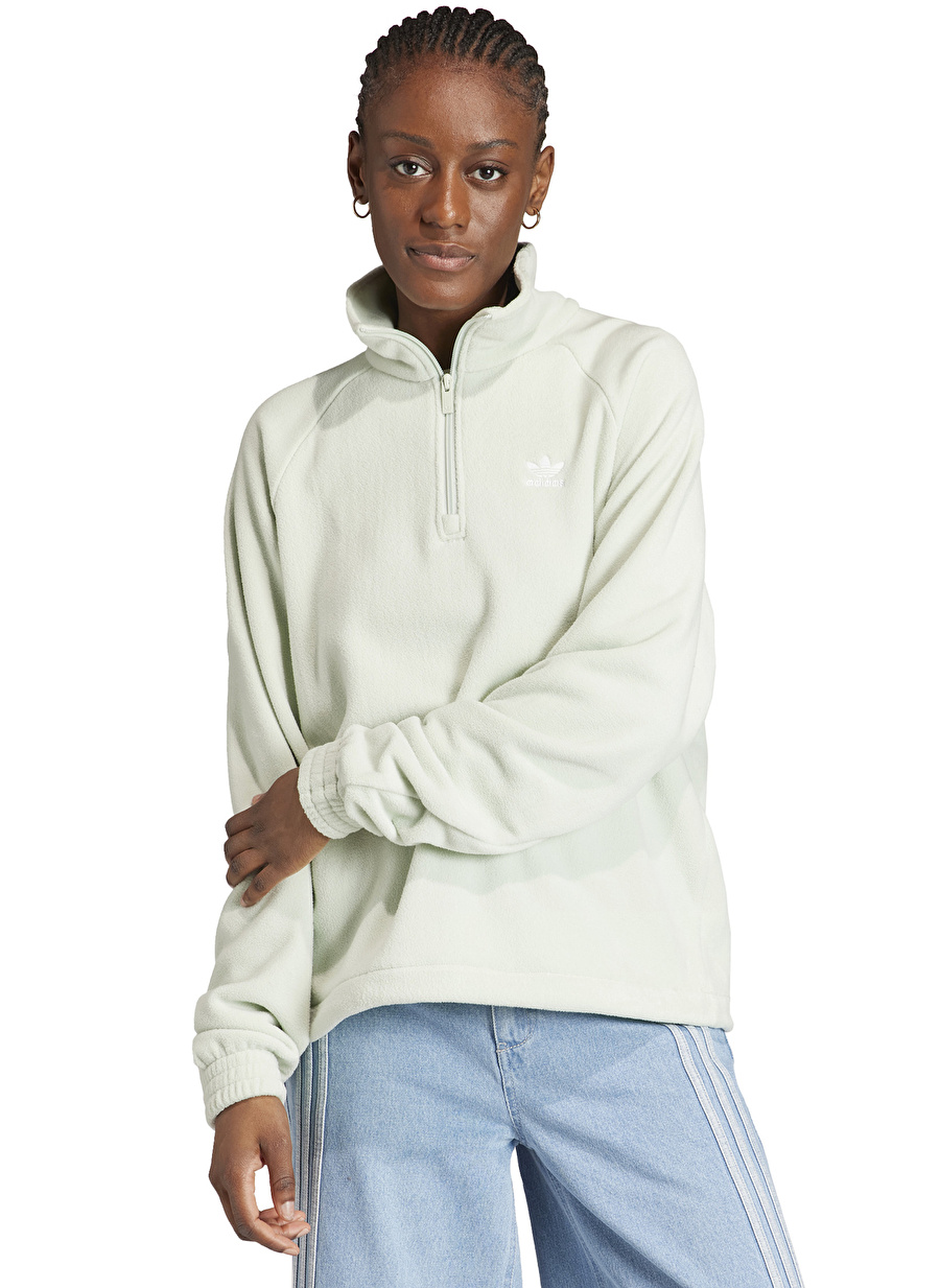 adidas Su Yeşili Kadın Fermuarlı Sweatshirt IS5242-NEUTRAL COAT 1/4 ZIP TRACK T