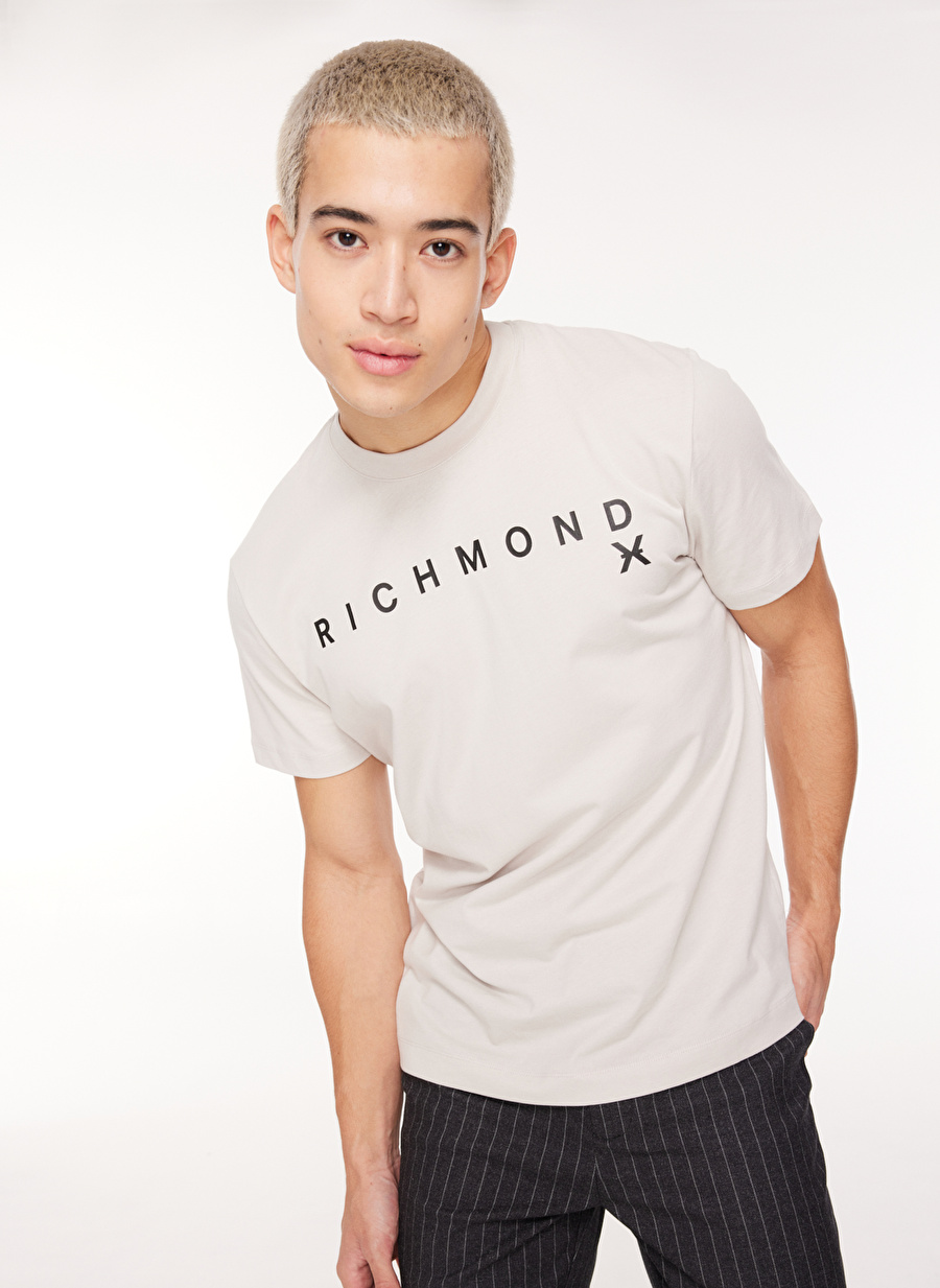 John Richmond Bisiklet Yaka Mavi Erkek T-Shirt UMA23082TS