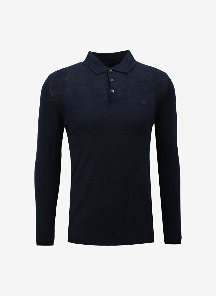 Brooks Brothers Polo Yaka Standart Lacivert Erkek Kazak BBFW23MKL012