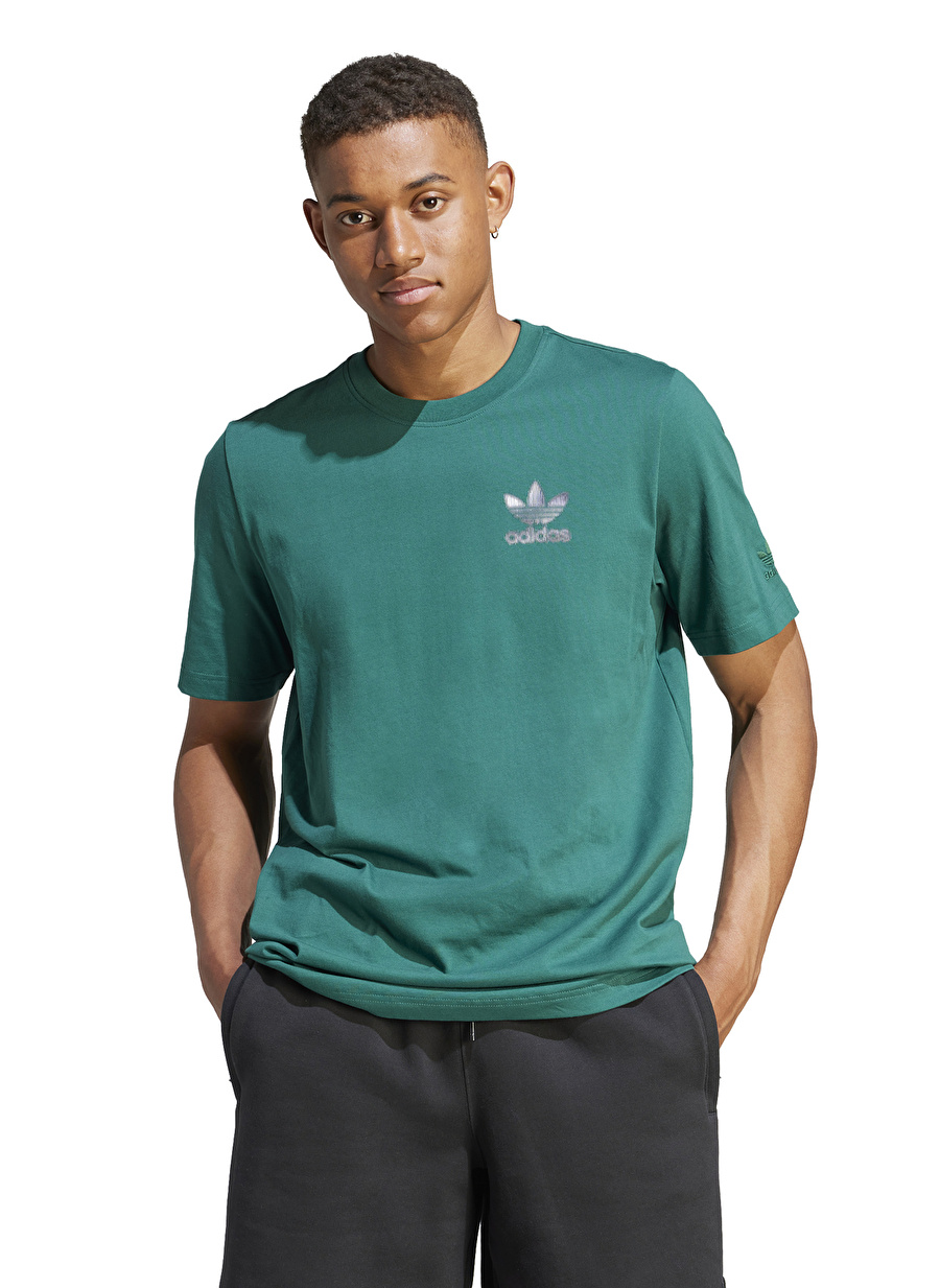 adidas Yeşil Erkek Bisiklet Yaka Baskılı T-Shirt IL5142-TS BLUR TEE