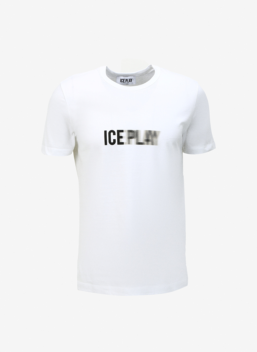 İce Play Bisiklet Yaka Düz Beyaz Erkek T-Shirt 23IU1M0F013P400_T-SHIRT JERSEY