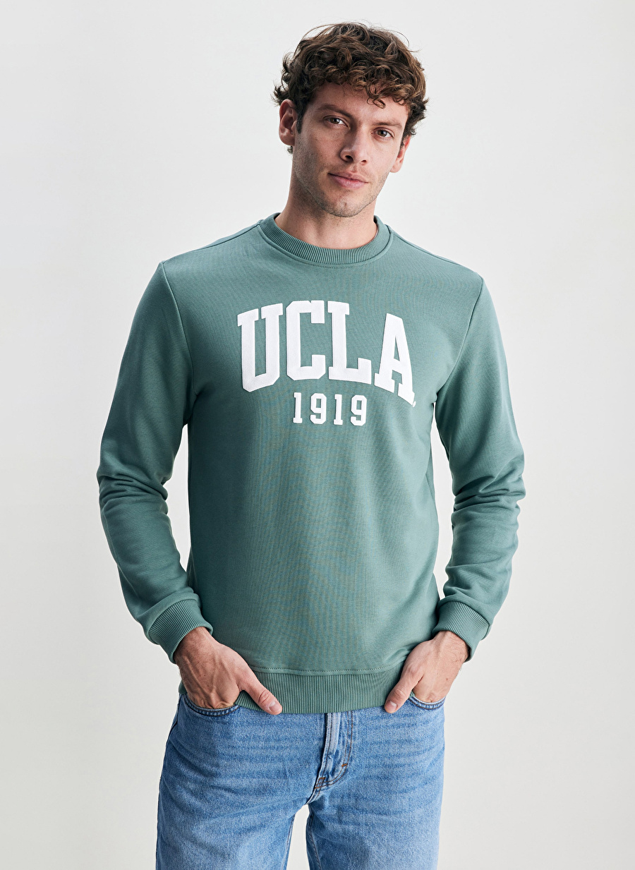 Ucla Bisiklet Yaka Yeşil Erkek Sweatshırt 10098