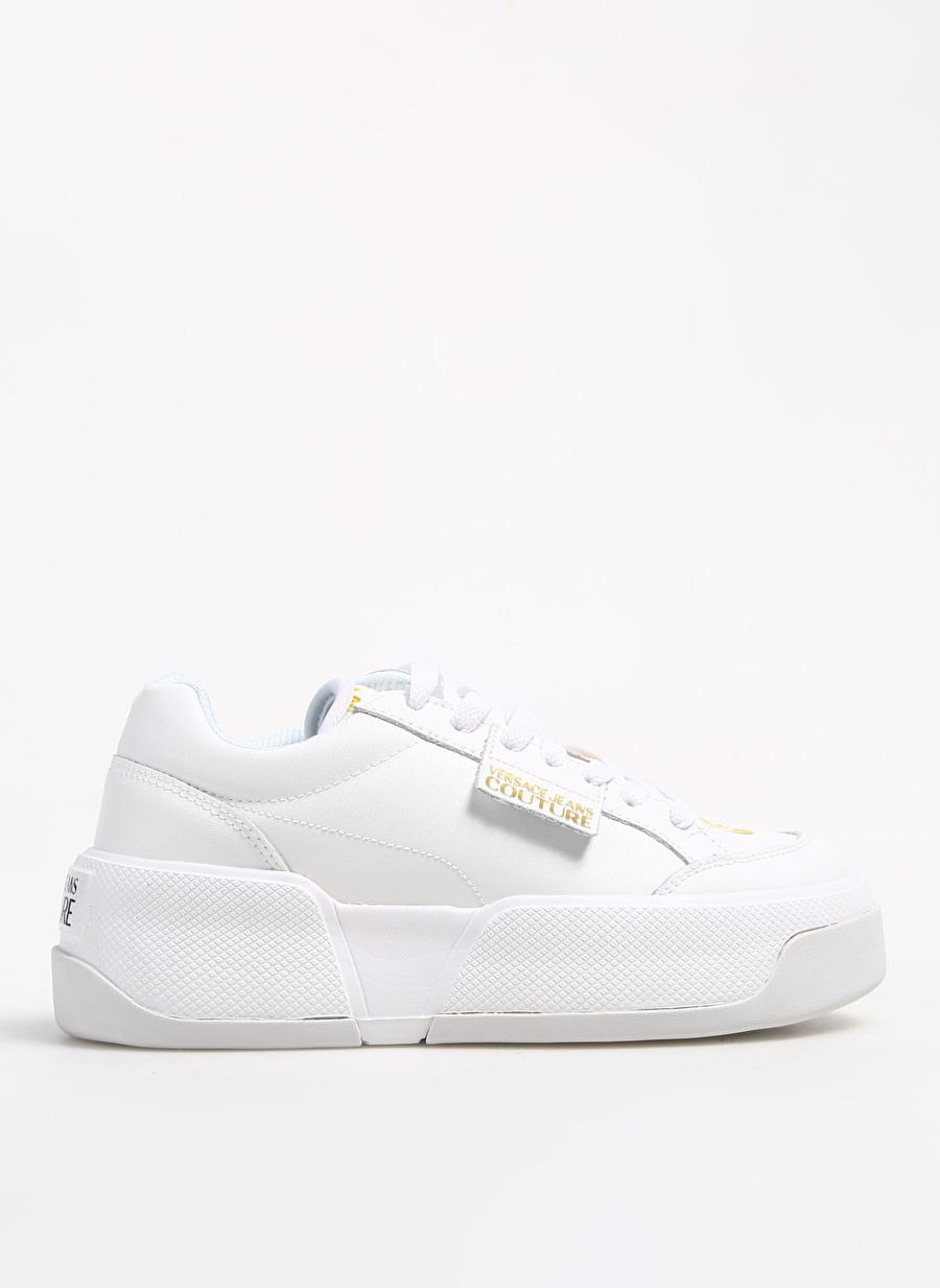 Versace Jeans Couture Sarı - Beyaz Kadın Deri Sneaker 75VA3ST2ZP305G03