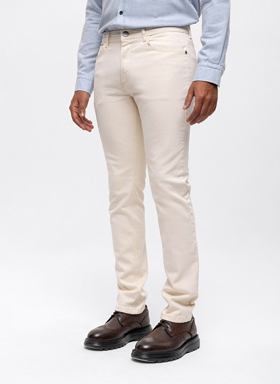 Back and Bond Normal Bel Normal Paça Slim Fit Ekru Erkek Pantolon B33W35007_2