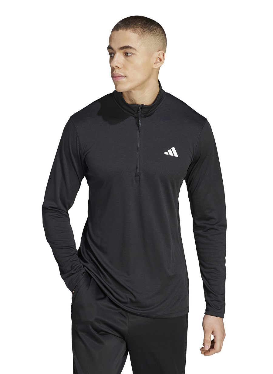 adidas Siyah Erkek Dik Yaka Sweatshirt IJ9617-TR-ES+ 1I4ZIP