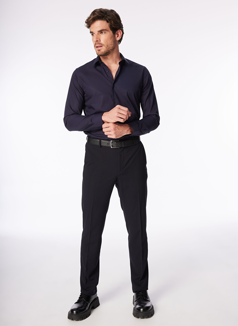 Fabrika Lacivert Erkek Slim Fit   Non Iron Gömlek F4SM-GML 0222