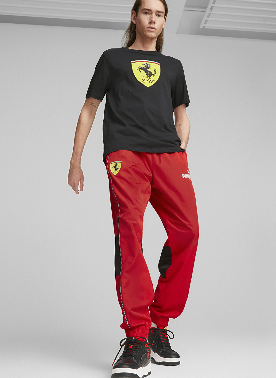 Puma Siyah Erkek Yuvarlak Yaka Regular Fit T-Shirt 53817501 Ferrari Race Big Shld T Cl