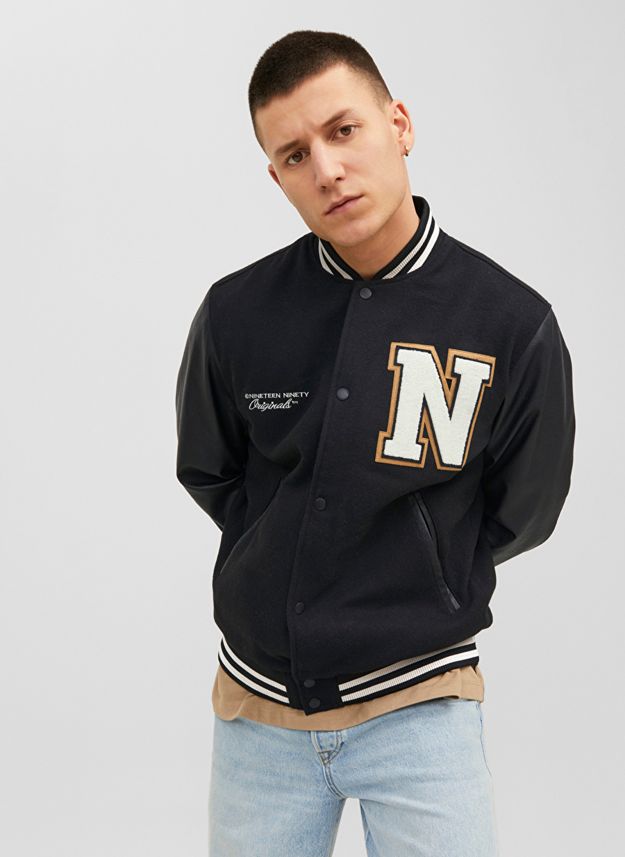 Jack & Jones Siyah Erkek Mont 12241559_JORCOLLEGE BOMBER NOOS