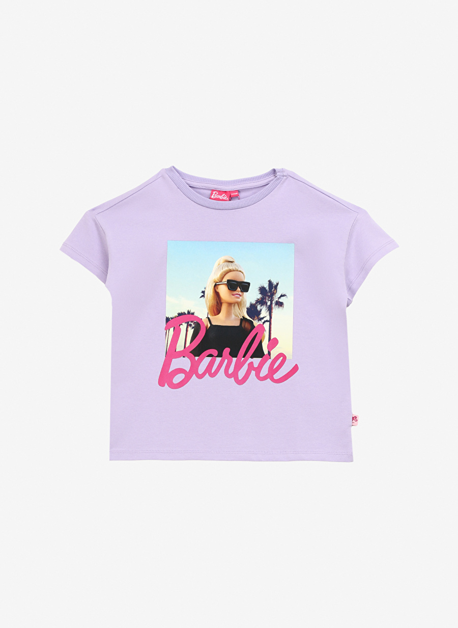 Barbie Lila Kız Çocuk Bisiklet Yaka Regular Fit Baskılı T-Shirt BRB4SG-TST6017