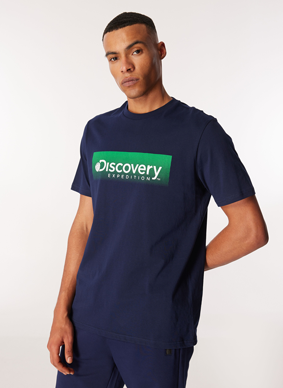 Discovery Expedition Lacivert Erkek Bisiklet Yaka Relaxed Baskılı T-Shirt D4SM-TST3274