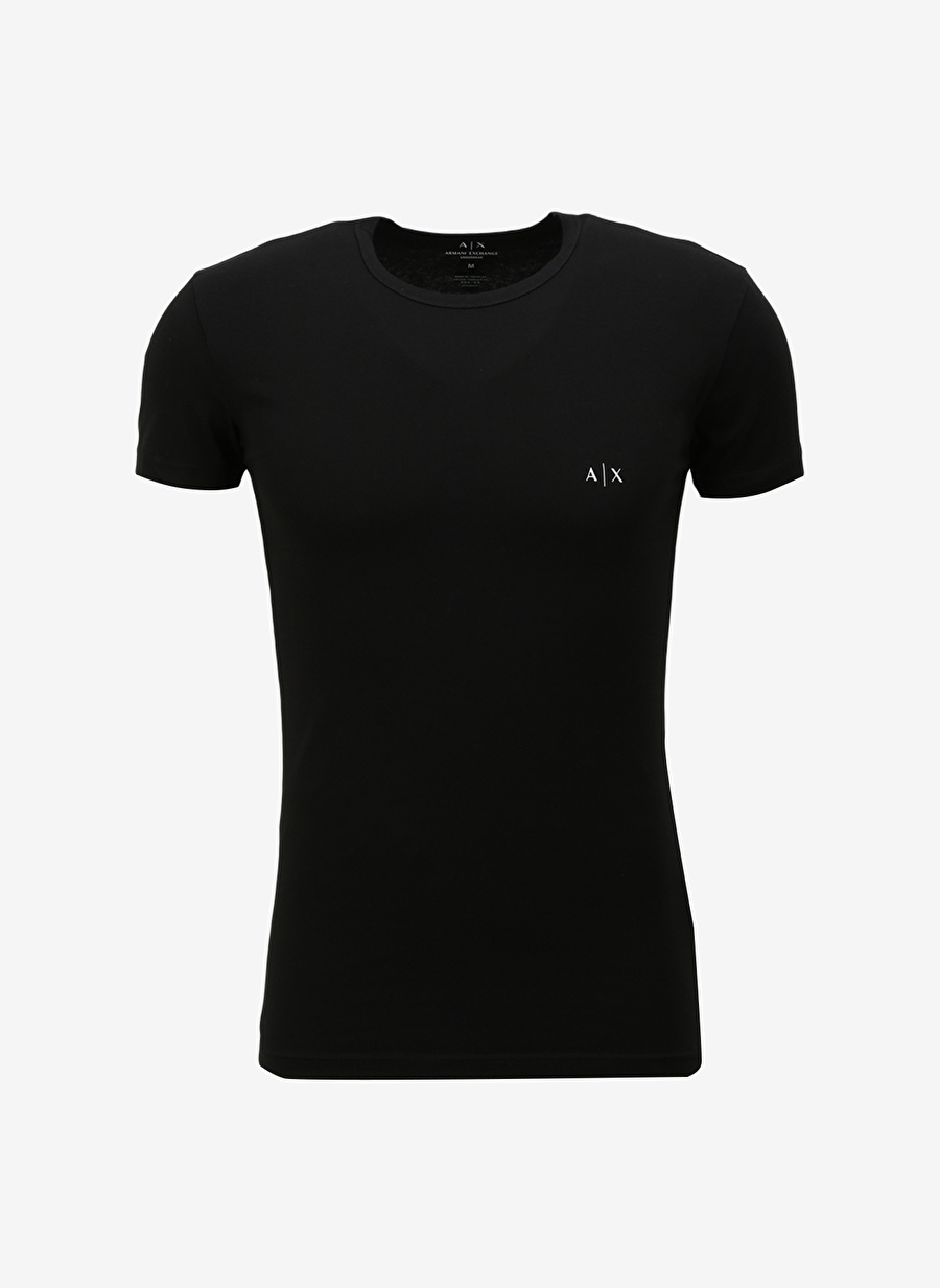 Armani Exchange Bisiklet Yaka Düz Siyah Erkek T-Shirt 956005 7320 NERO/NERO