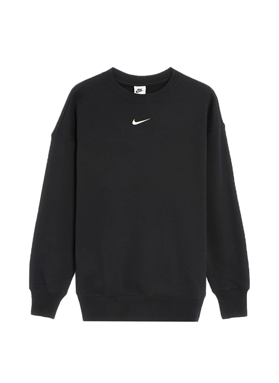 Nike Siyah Kadın Bisiklet Yaka Geniş Fit Sweatshirt DQ5733-010-W NSW PHNX FLC OS CREW