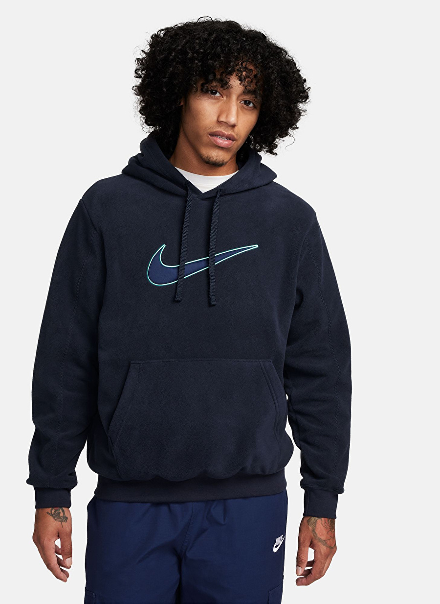 Nike Lacivert Erkek Kapüşon Yaka Sweatshirt FQ8820-475-M NSW SP HOODIE POLAR FL