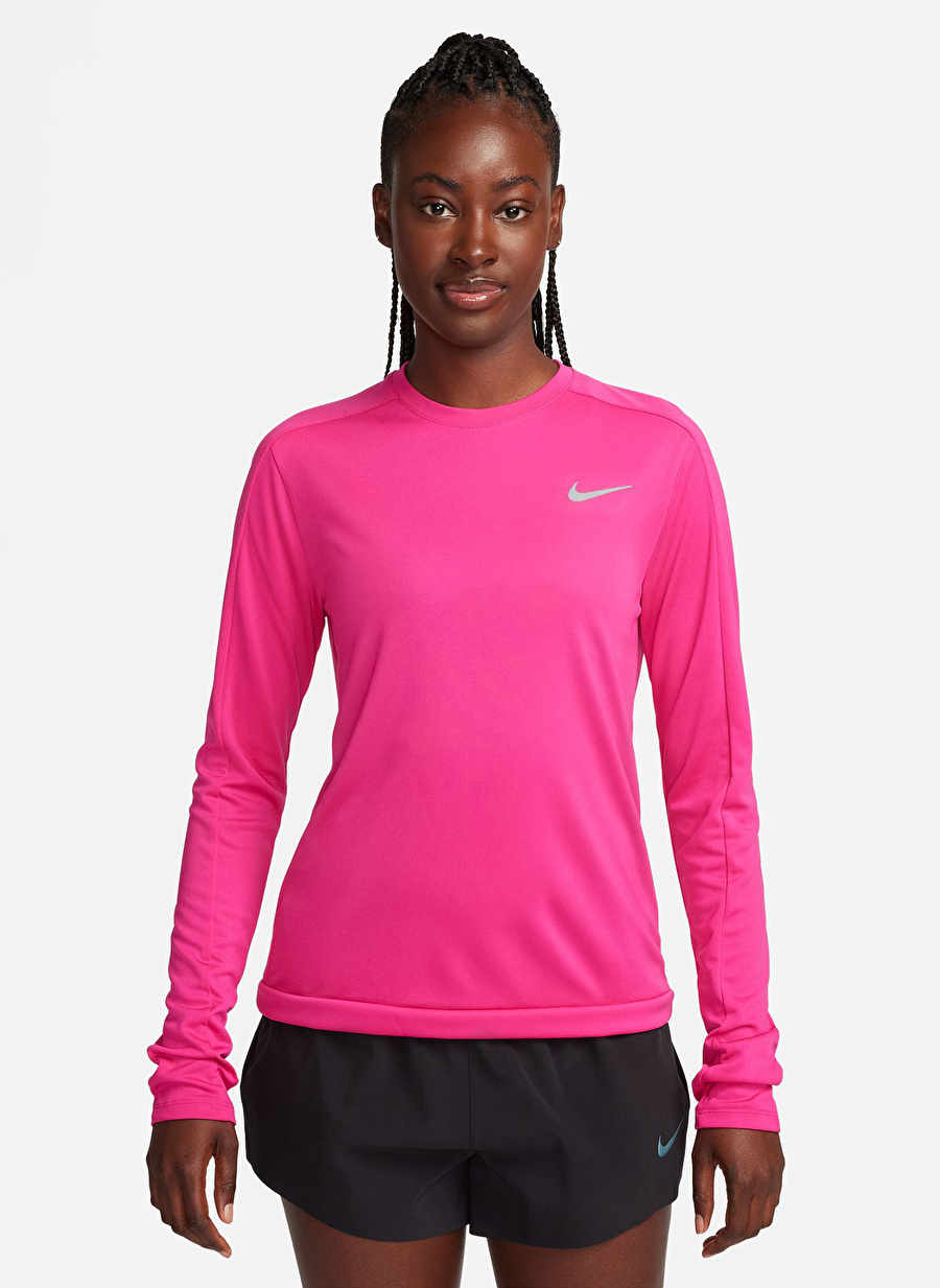 Nike Pembe Kadın Bisiklet Yaka T-Shirt DQ6379-615-W NK DF PACER CREW