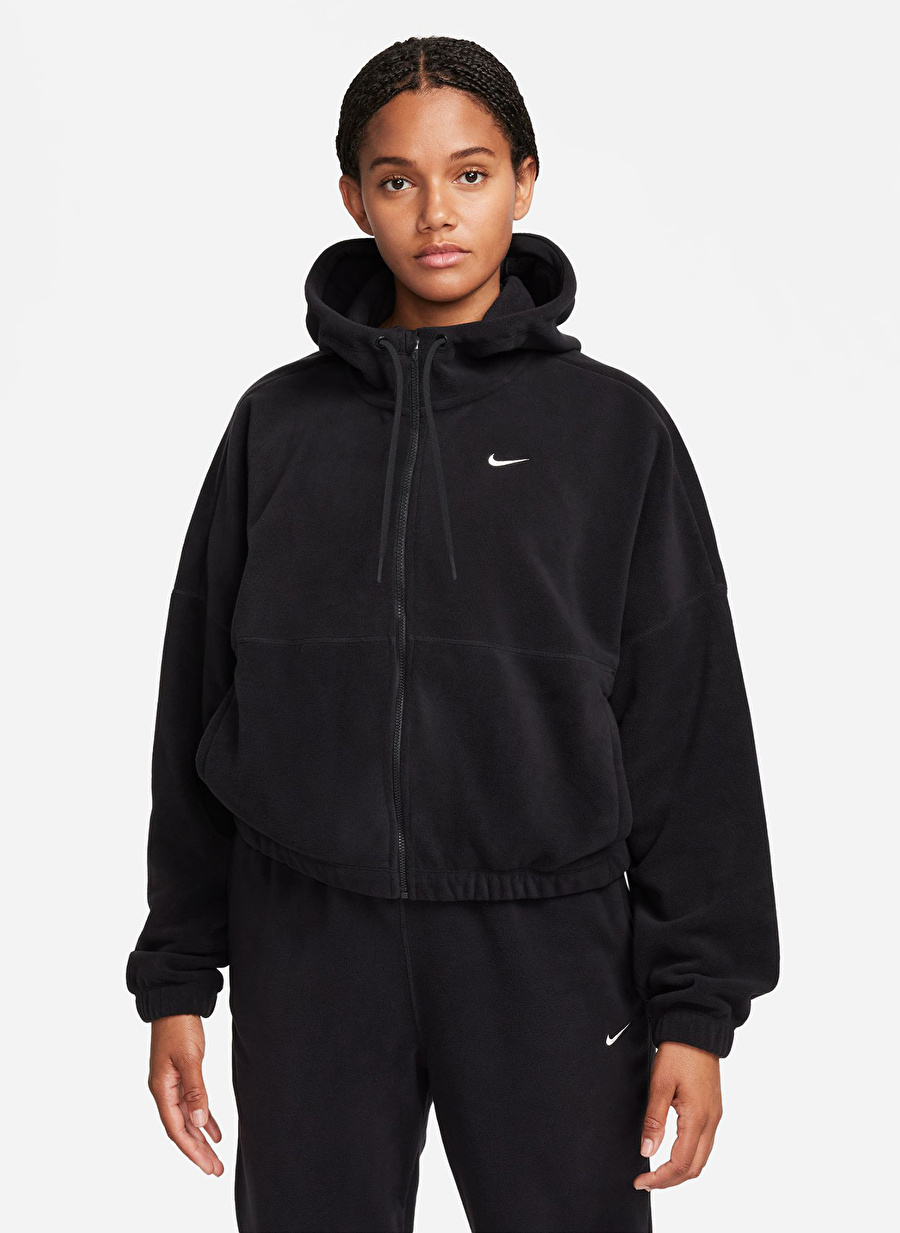 Nike Siyah Kadın Kapüşon Yaka Zip Ceket FB5638-010-W NK ONE TF FZ HOODIE PO