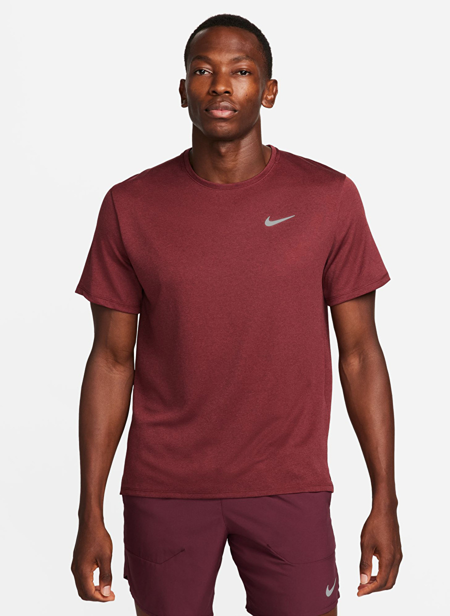 Nike Bordo Erkek Bisiklet Yaka T-Shirt DV9315-681-M NK DF UV MILER SS