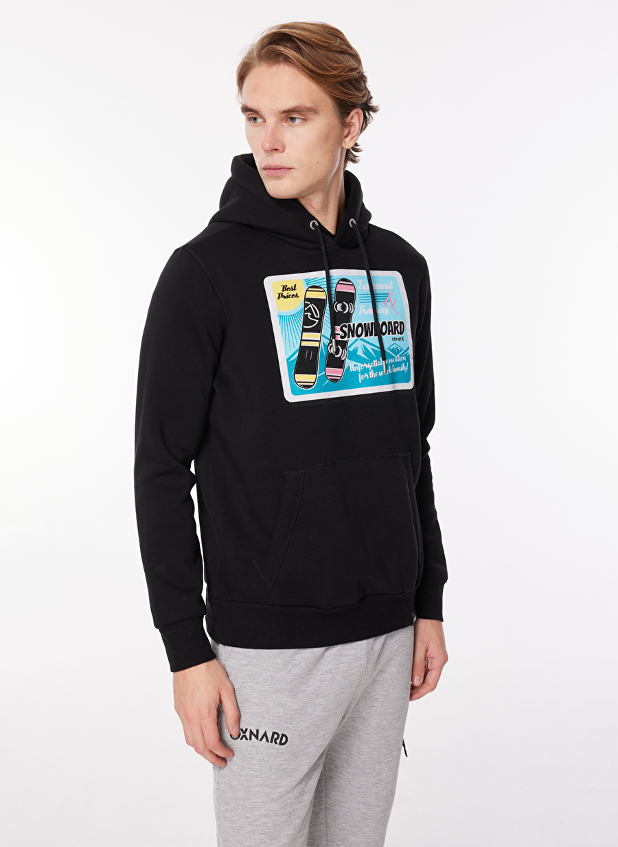 Oxnard Siyah Erkek Kapüşon Yaka Desenli Sweatshirt OXM6023_FAMILY-M-HOODIE