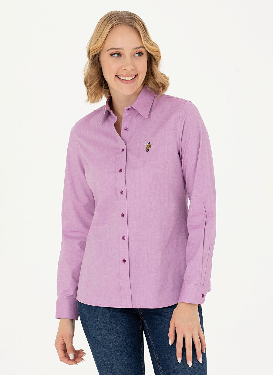 U.S. Polo Assn. Slim Fit Gömlek Yaka Mor Kadın Gömlek CRISCOLOR023K