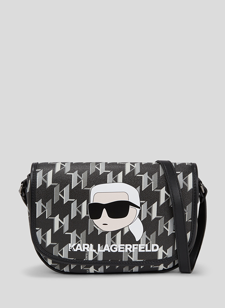 KARL LAGERFELD Siyah - Beyaz Kadın 23,5x16,5x6,5 cm Çapraz Çanta 235W3098998