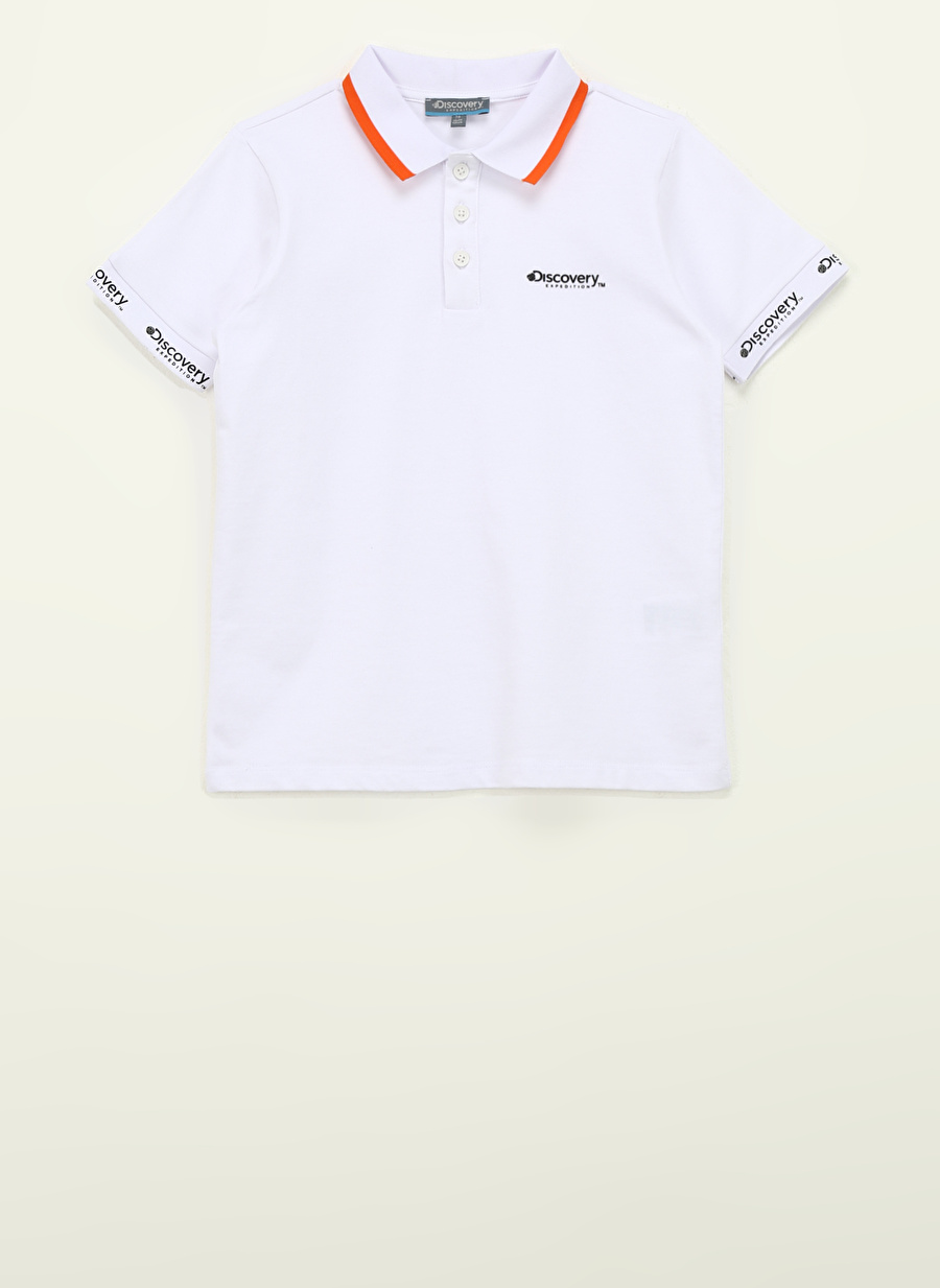 Discovery Expedition Beyaz Erkek Çocuk Polo Yaka Basic Baskılı T-Shirt D4SB-TST3050