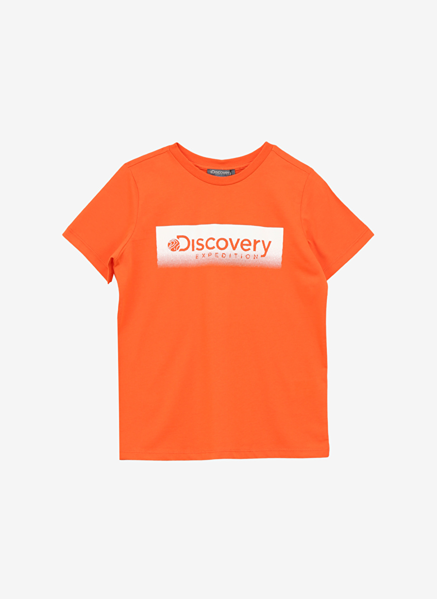 Discovery Expedition Turuncu Erkek Çocuk Bisiklet Yaka Relaxed Baskılı T-Shirt D4SB-TST3048