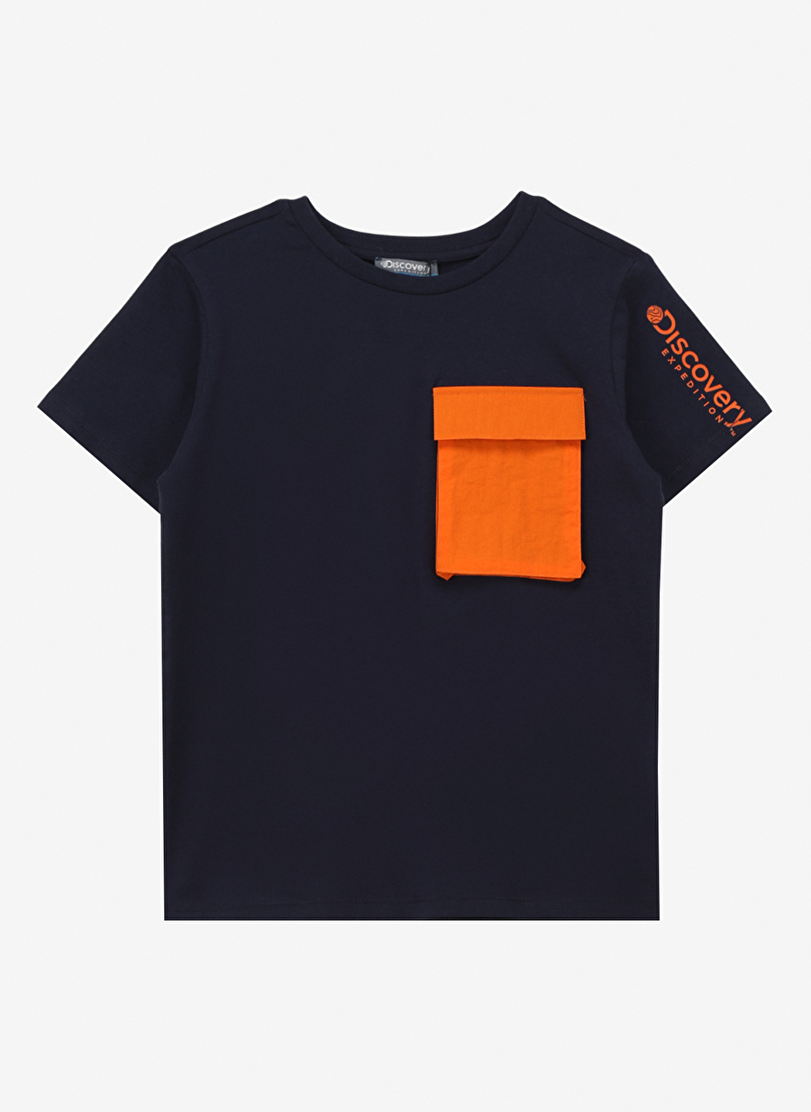 Discovery Expedition Lacivert Erkek Çocuk Bisiklet Yaka Relaxed Baskılı T-Shirt D4SB-TST3032