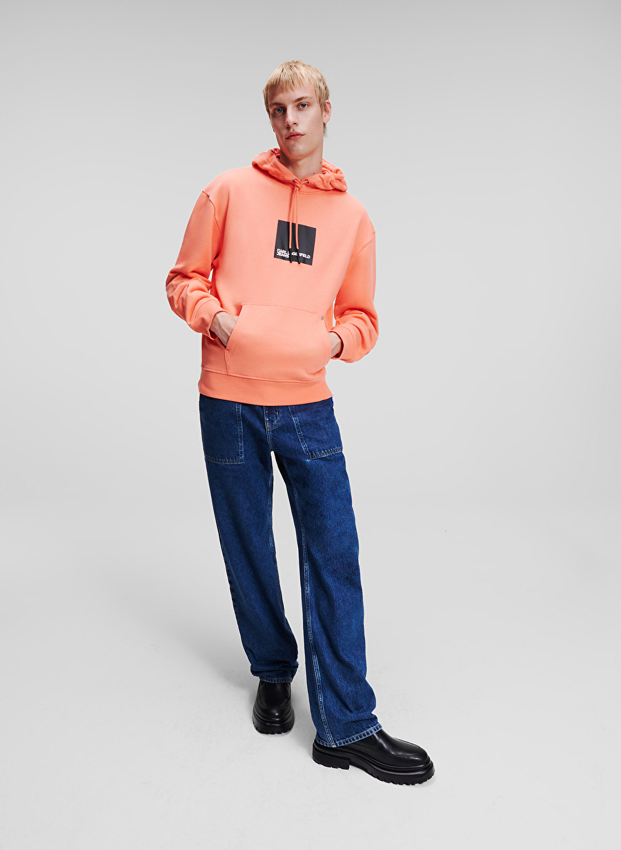 Karl Lagerfeld Jeans Kapüşon Yaka Pembe Erkek Sweatshırt 231D1850_KLJ LOGO HOODIE