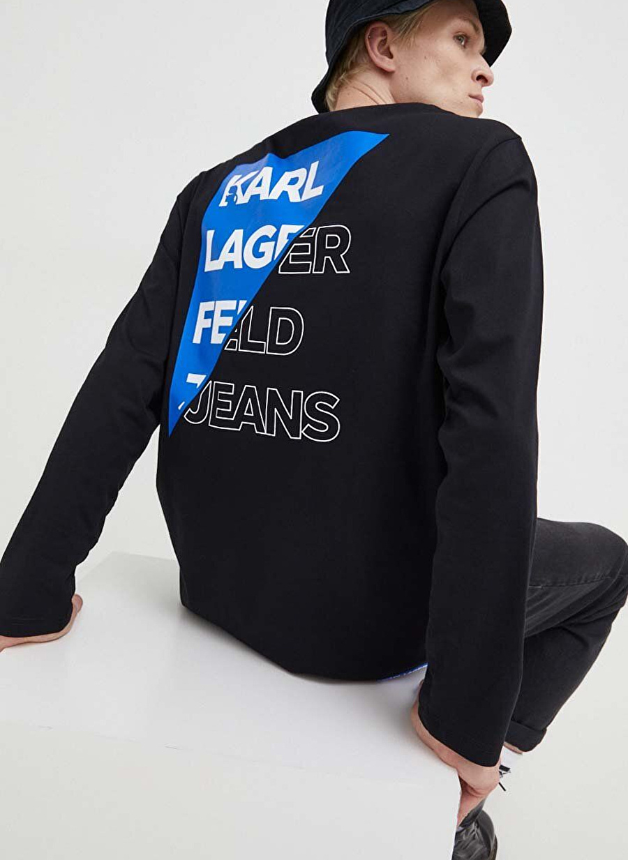 Karl Lagerfeld Jeans Bisiklet Yaka Siyah Erkek T-Shirt 236D1703_KLJ RELAXED CUT LOGO TEE