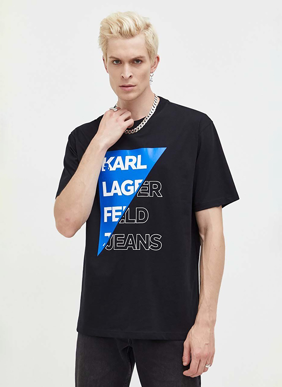 Karl Lagerfeld Jeans Bisiklet Yaka Siyah Erkek T-Shirt 236D1702_KLJ RELAXED CUT LOGO TEE