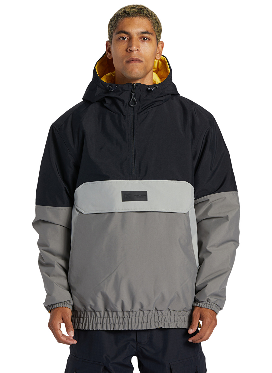 Dc Siyah Erkek Kapüşon Yaka Uzun Kayak Montu ADYTJ03066_NEXUS REVERSIBLE ANORAK