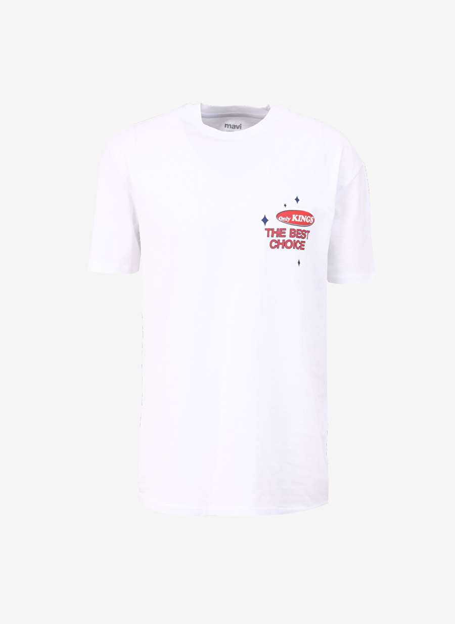 Mavi Düz Yaka Düz Beyaz Erkek T-Shirt M0612073-620_THE BEST CHOICE TİŞÖRT