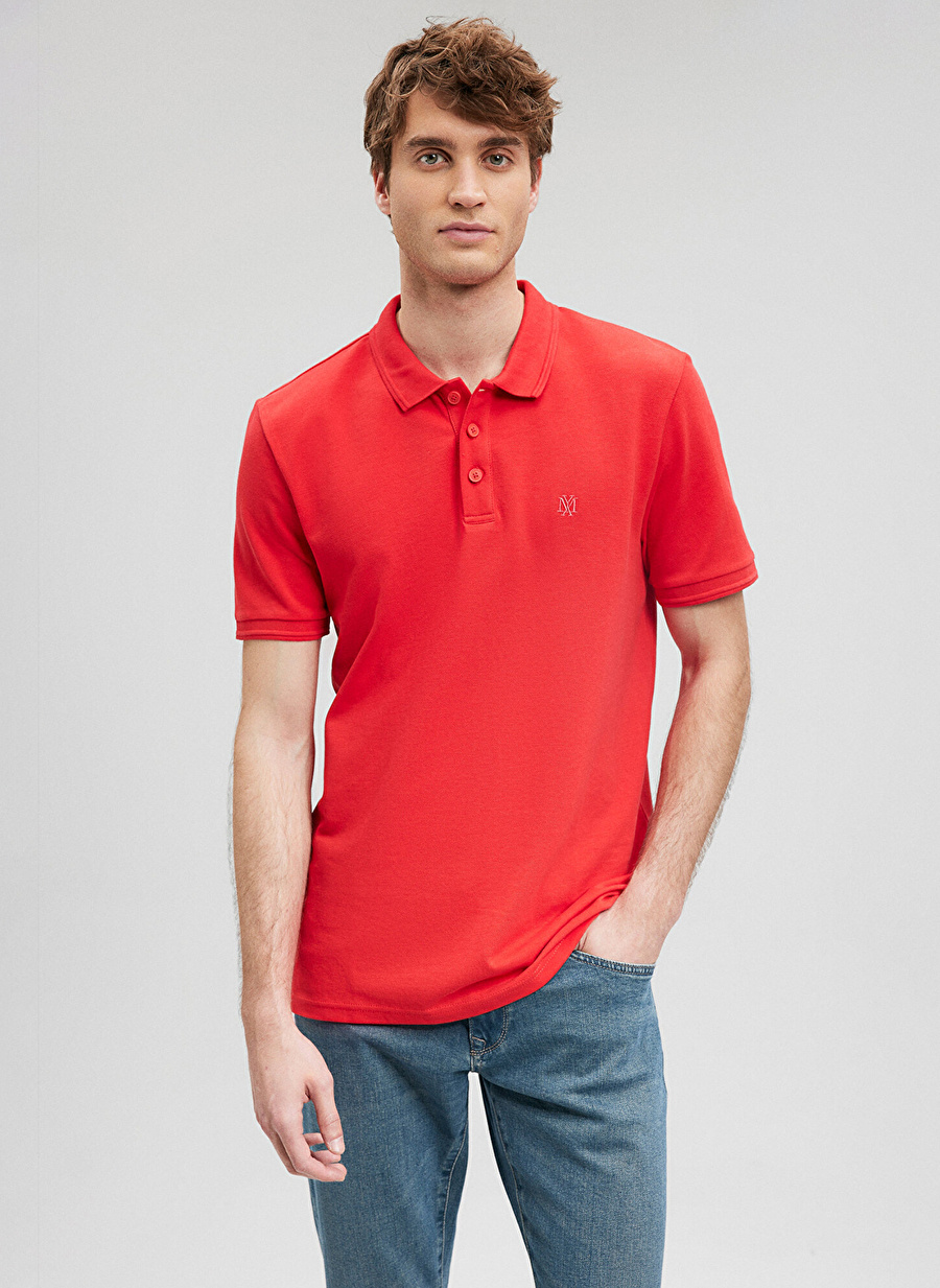 Mavi Düz Kırmızı Erkek Polo T-Shirt M064946-70471_POLO TİŞÖRT