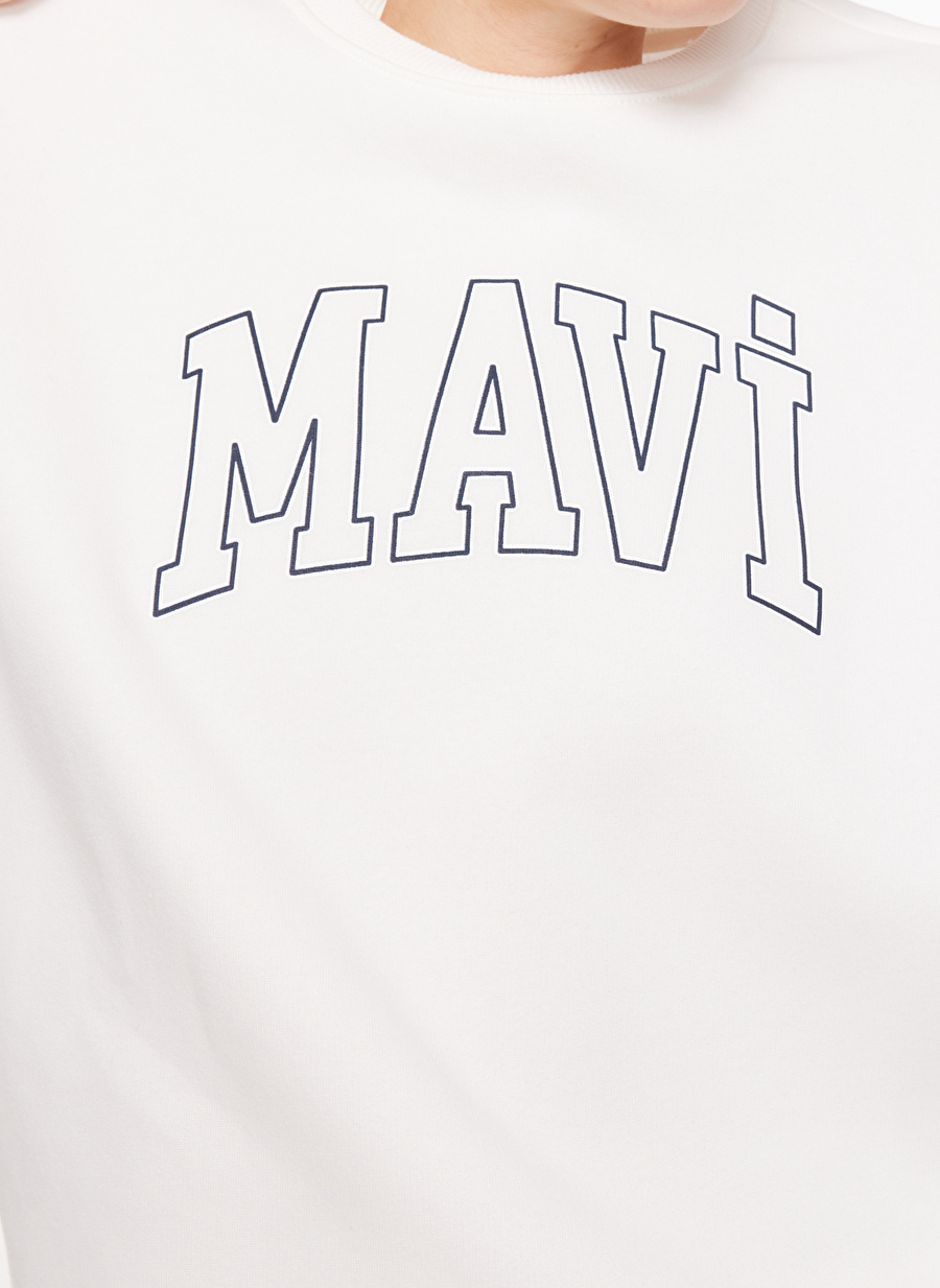 Mavi Bisiklet Yaka Ekru Kadın Sweatshırt M1611192-70057-MAVI LOGO SWEATSHIRT_3