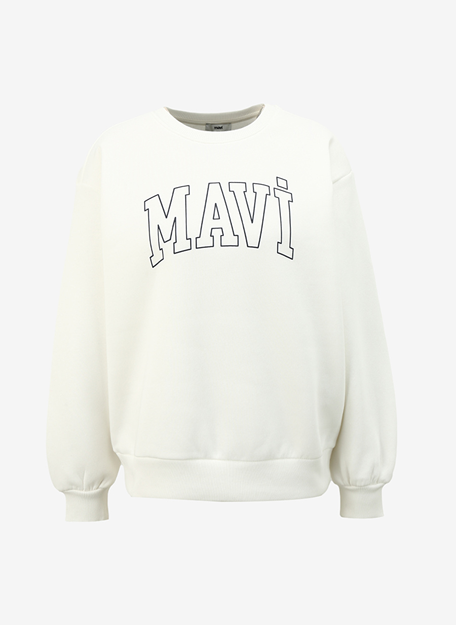 Mavi Bisiklet Yaka Ekru Kadın Sweatshırt M1611192-70057-MAVI LOGO SWEATSHIRT_5