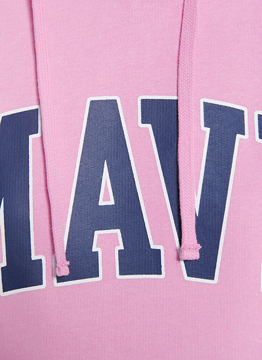 Mavi Kapüşon Yaka Pembe Kadın Sweatshırt M1600361-71038-MAVİ LOGO KAPÜŞONLU_5