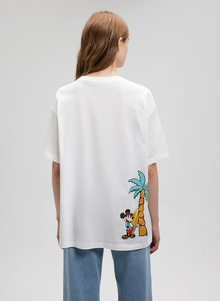 Mavi Bisiklet Yaka Beyaz Kadın T-Shirt M1612475-80194-MICKEY MOUSE BASKILI_4