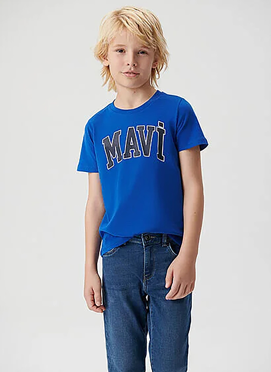 Mavi Baskılı Mavi Erkek T-Shirt MAVİ LOGO BASKILI TİŞÖRT Blue-2