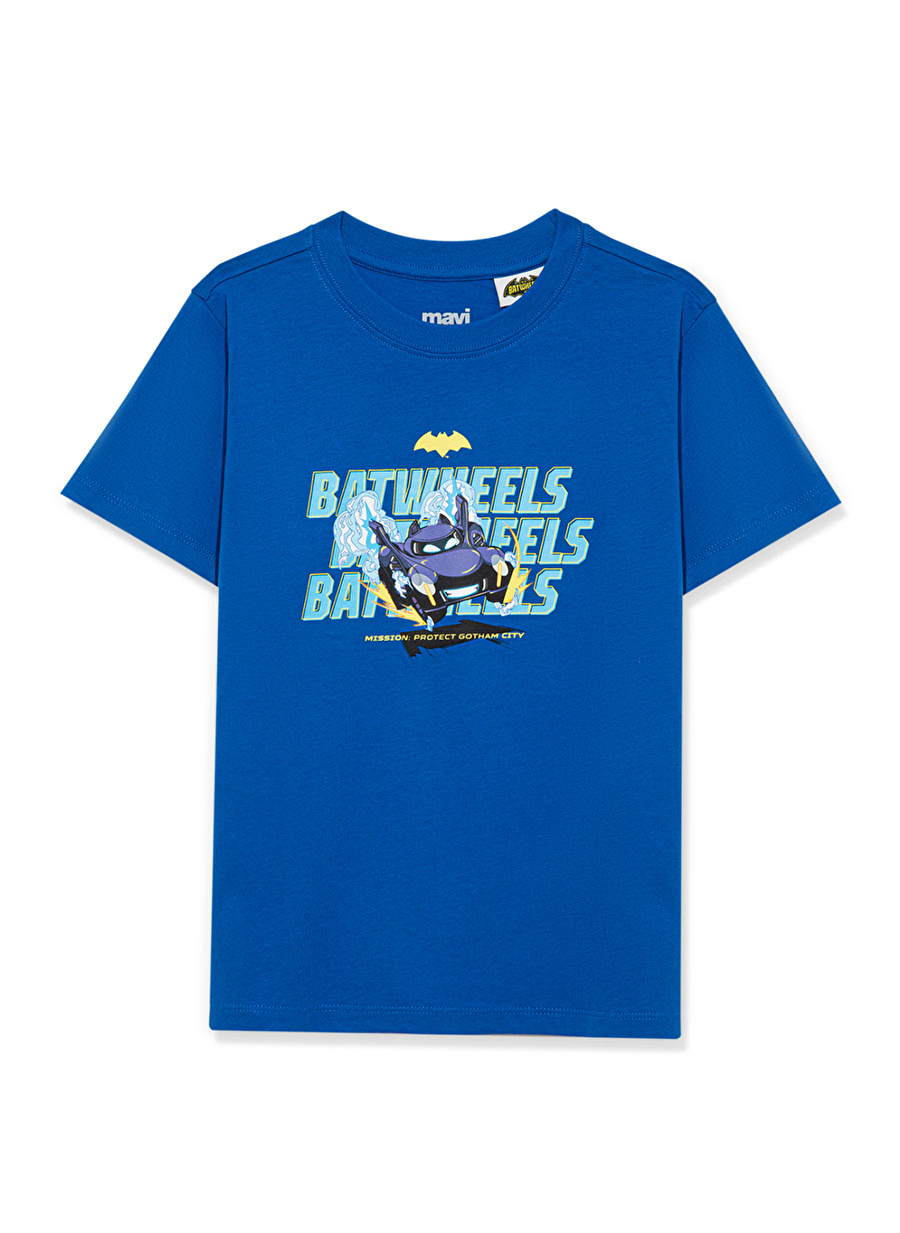 Mavi Baskılı Mavi Erkek T-Shirt BATMAN BASKILI TİŞÖRT Blue