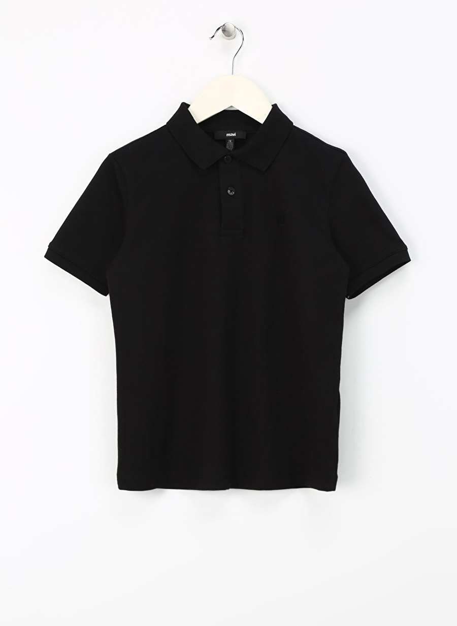 Mavi Düz Siyah Erkek T-Shirt BASIC POLO YAKA TİŞÖRT Black